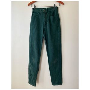 Vintage 80s hunter green jeans by George Marciano guess.
